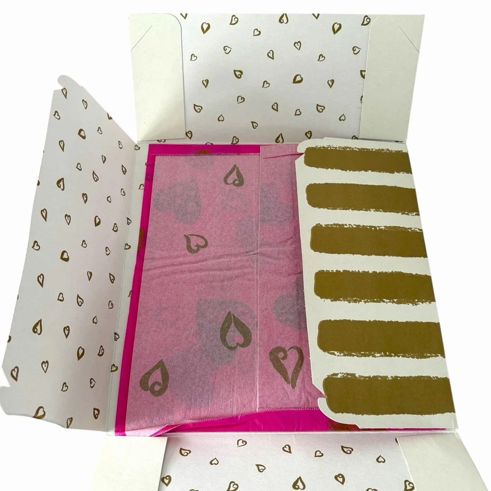 VTG Victoria's Secret Gift Box Hearts Pink Gold Style Display Tissue‎ Paper Y2k